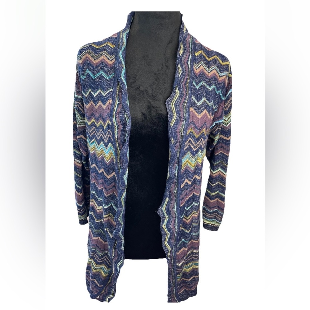 Chicos size 2 ladies (US large) purple multi open lightweight sweater 90s/Y2K‎